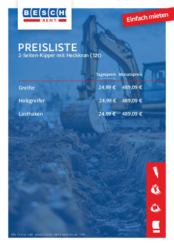 Grafik Preisliste Zubehör